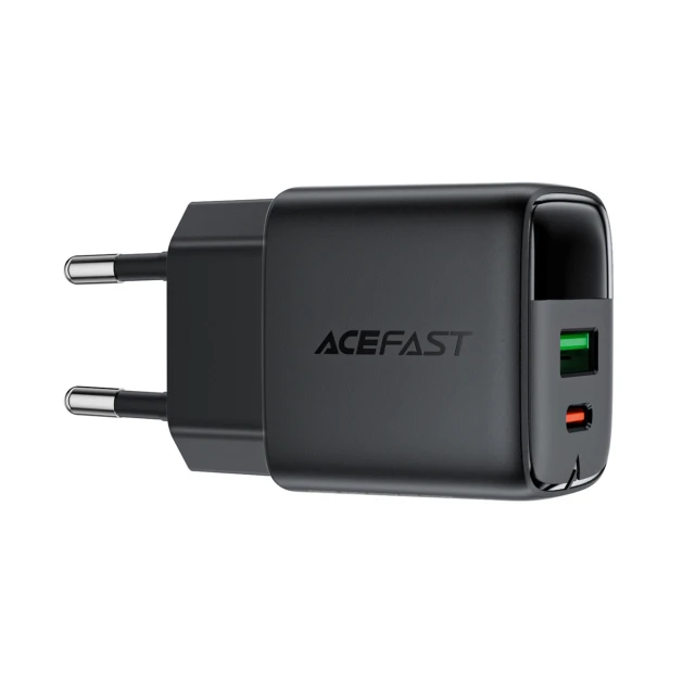Мережевий зарядний пристрій Acefast A116 GaN PD 35W USB-A USB-C з дисплеєм Black (Acefast A116)