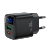 Мережевий зарядний пристрій Acefast A116 GaN PD 35W USB-A USB-C з дисплеєм Black (Acefast A116)