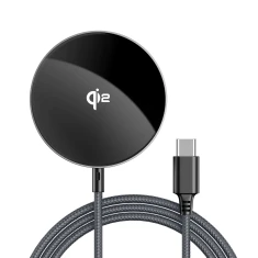 Бездротова зарядка Acefast E24 Qi2 15W магнітна з кабелем USB-C 1.2m Black (Acefast E24)