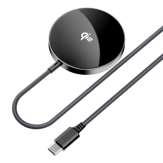 Бездротова зарядка Acefast E24 Qi2 15W магнітна з кабелем USB-C 1.2m Black (Acefast E24)
