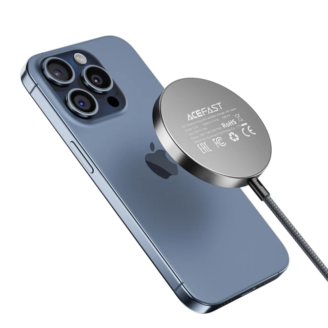 Бездротова зарядка Acefast E24 Qi2 15W магнітна з кабелем USB-C 1.2m Black (Acefast E24)