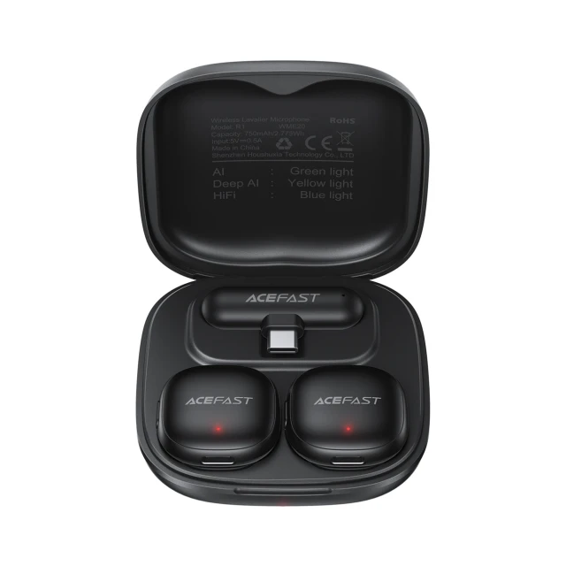 Бездротові мікрофони Acefast R1 петличні 2 шт Black (6974316284895)