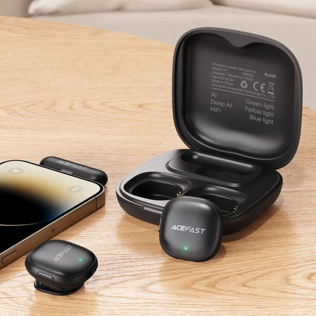 Бездротові мікрофони Acefast R1 петличні 2 шт Black (6974316284895)