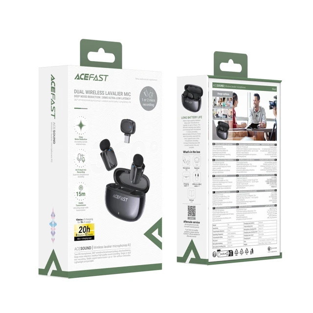Бездротові мікрофони Acefast R2 петличні Black (6974316284901)