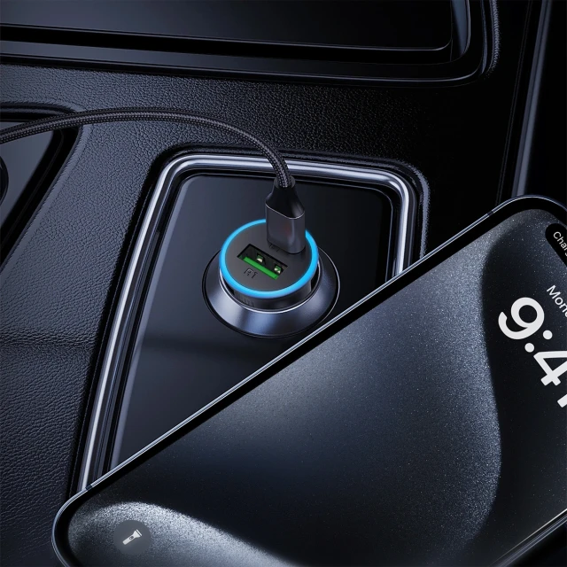 Автомобільний зарядний пристрій Acefast B15 65W USB-A + USB-C Grey (6974316284963)