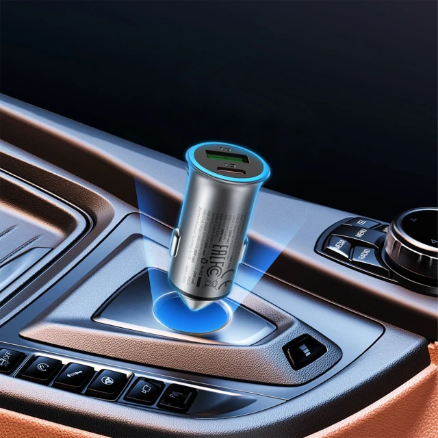 Автомобільний зарядний пристрій Acefast B16 95W USB-A + USB-C Grey (6974316284970)