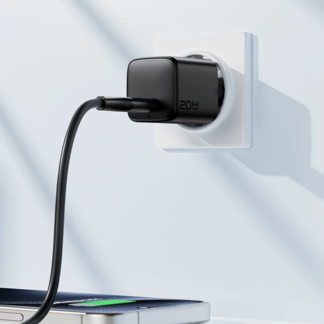 Мережевий зарядний пристрій Acefast A117 GaN PD 20W USB-C чорний (Acefast A117)