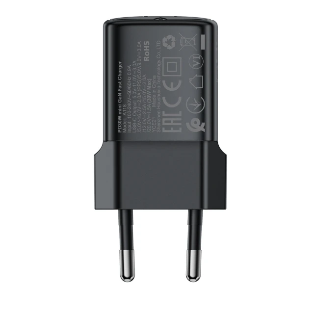 Мережевий зарядний пристрій Acefast A118 GaN PD 30W USB-C Black (Acefast A118)