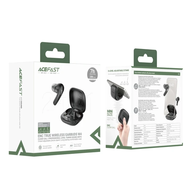 Беспроводные наушники Acefast W4 TWS с функцией подставки для телефона белые (Acefast W4)