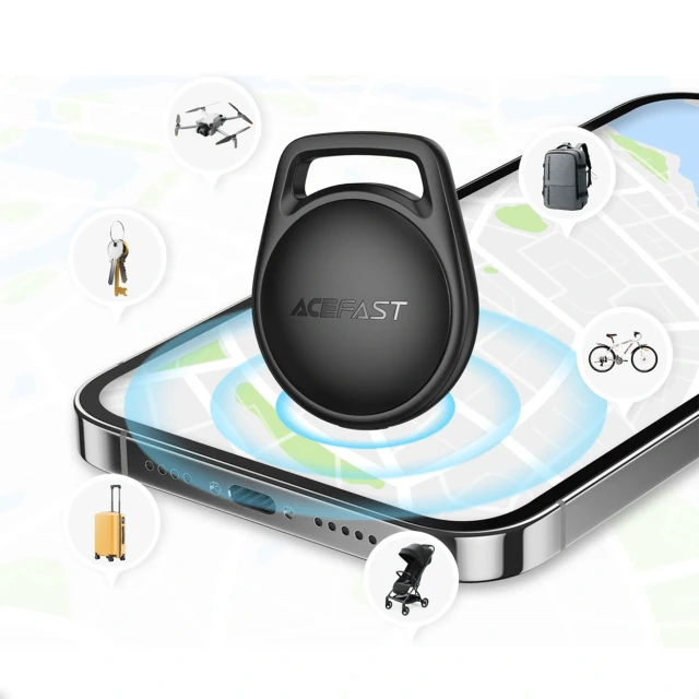 Bluetooth-трекер Acefast S2 совместимый с Apple Find My Black (6974316285083)