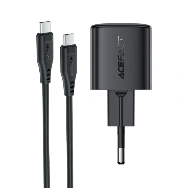 Зарядний пристрій Acefast A118 30W GaN USB-C з кабелем USB-C - USB-C 1.2m Black (6974316285175)