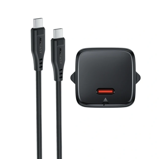 Зарядний пристрій Acefast A118 30W GaN USB-C з кабелем USB-C - USB-C 1.2m Black (6974316285175)
