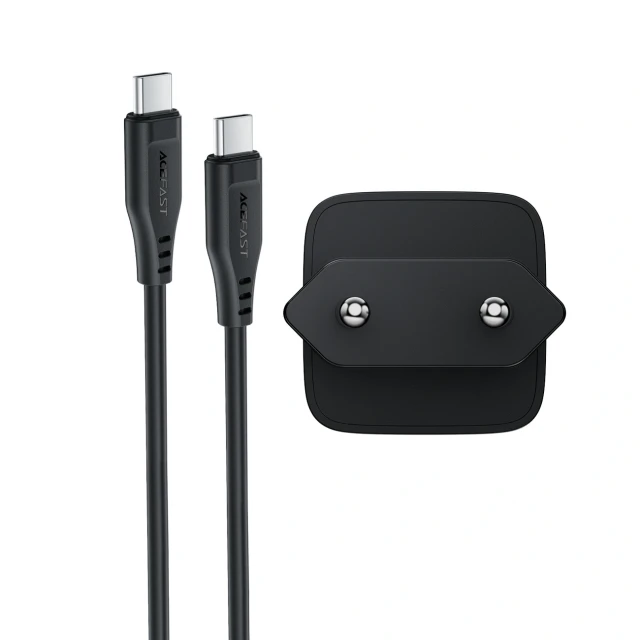 Зарядний пристрій Acefast A118 30W GaN USB-C з кабелем USB-C - USB-C 1.2m Black (6974316285175)