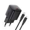 Мережевий зарядний пристрій Acefast A118 30W GaN USB-C з кабелем USB-C to Lightning 1.2м Black (6974316285182)