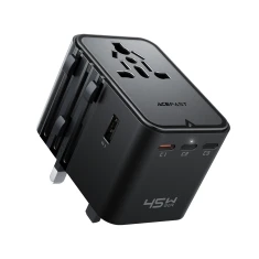Адаптер Acefast Z8 GaN 45W 3x USB-C + 2x USB-A з AC 2500W Black (6974316285403)