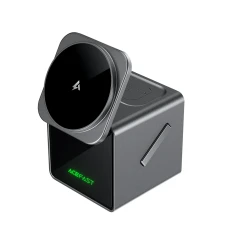 Бездротова зарядка Acefast E34 22.5W 3в1 з вбудованим кабелем Grey (6974316285632)