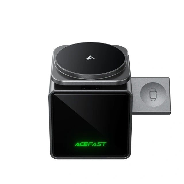 Беспроводная зарядка Acefast E34 22.5W 3в1 со встроенным кабелем Grey (6974316285632)