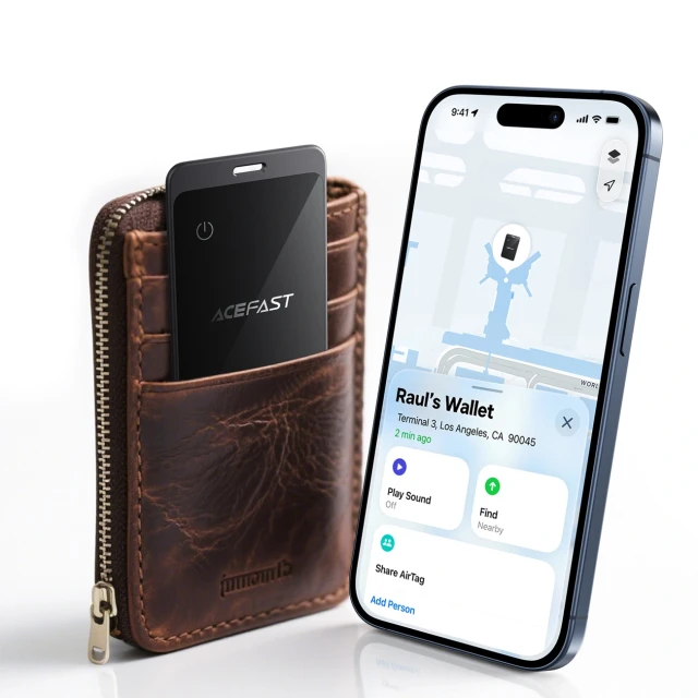 Bluetooth-трекер Acefast S3 у вигляді картки сумісний з Apple Find My Grey (6974316285694)
