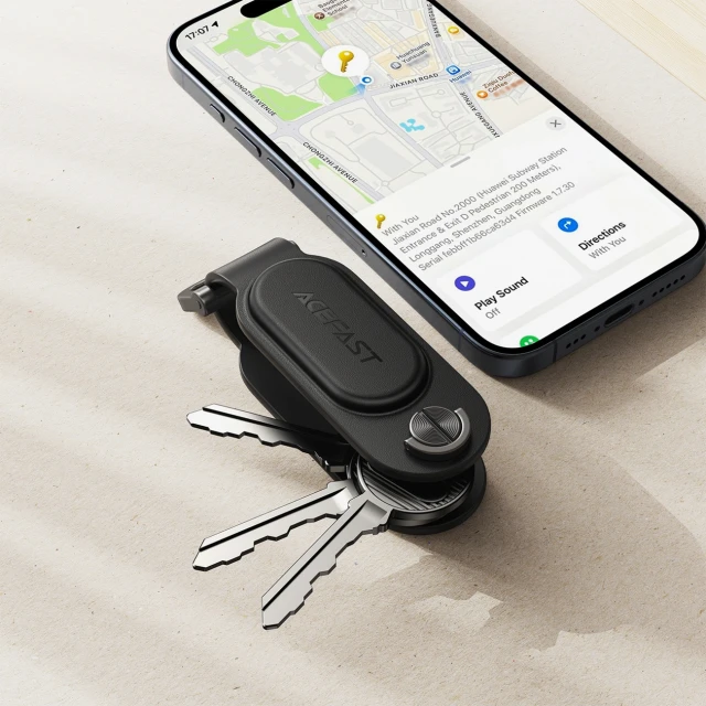 Bluetooth-трекер Acefast S4 у вигляді брелока для ключів сумісний з Apple Find My Black (6974316285755)