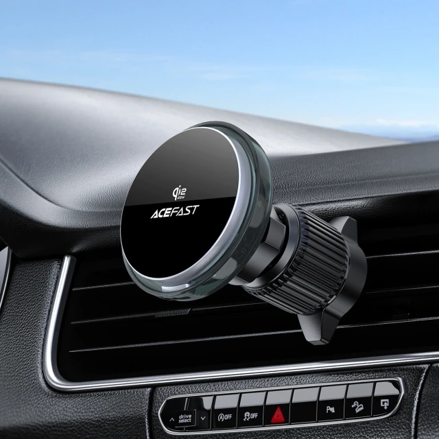 Автотримач Acefast D61 магнітний до дефлектора з бездротовою зарядкою Qi2 25W Grey (6974316285786)