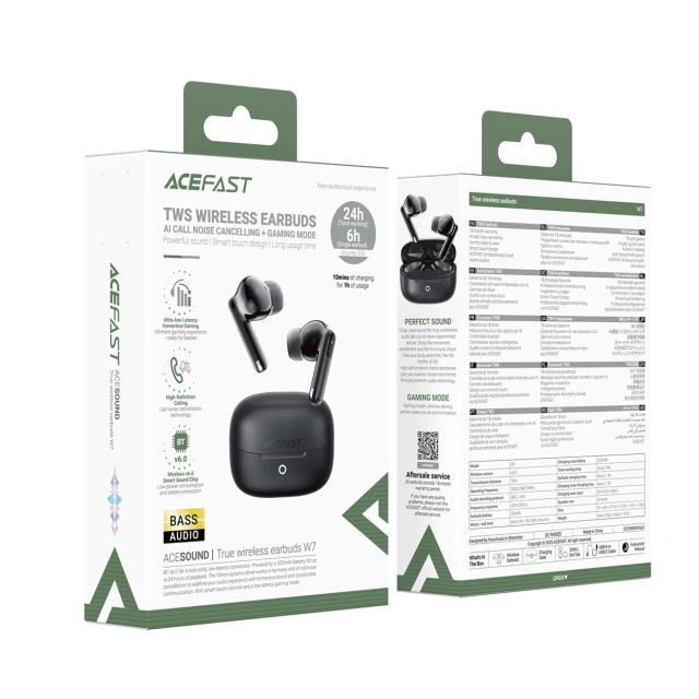 Навушники Acefast W7 TWS з ENC Black (6974316285885)