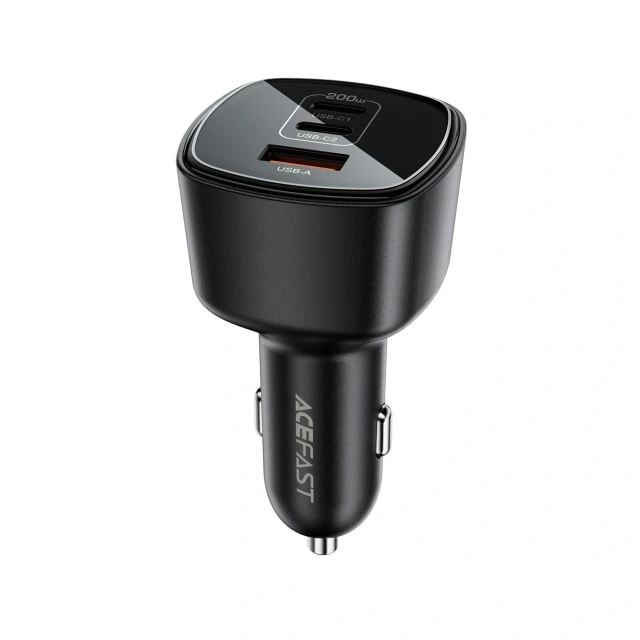 Автомобільний зарядний пристрій Acefast B18 200W 2x USB-C + USB-A Black (6974316285953)