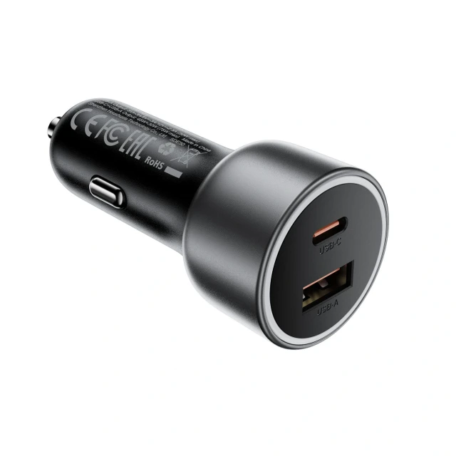 Автомобільний зарядний пристрій Acefast B21 75W USB-C + USB-A Black (6974316286684)