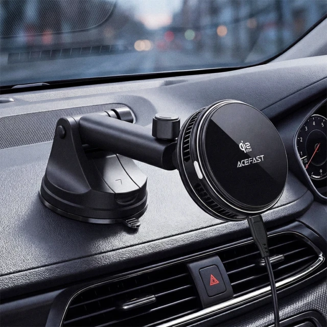 Автотримач Acefast D67 з бездротовою зарядкою Qi2 25W та охолодженням Black (6974316286776)
