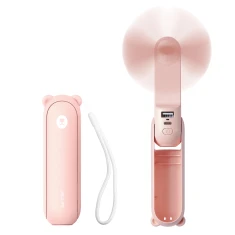 Вентилятор портативний Jisulife Handheld Fan Life8 USB 2000mAh з повербанком і ліхтарем Pink (6975061536635)