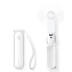 Портативний вентилятор Jisulife Handheld Fan Life8 USB з павербанком 2000mAh і ліхтариком White (6975061536659)