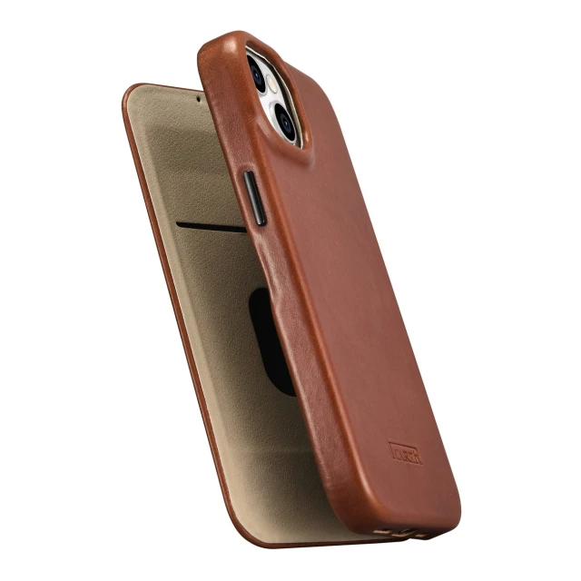 Чохол iCarer CE Oil Wax Premium Leather Folio Case для iPhone 14 Plus Brown with MagSafe (AKI14220707-BN)