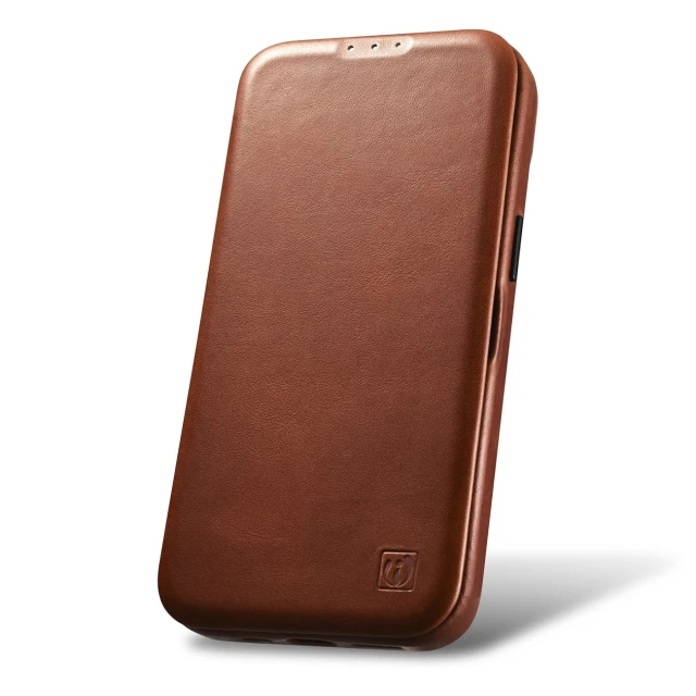 Чохол iCarer CE Oil Wax Premium Leather Folio Case для iPhone 14 Plus Brown with MagSafe (AKI14220707-BN)