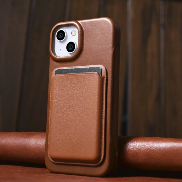 Чохол iCarer CE Oil Wax Premium Leather Folio Case для iPhone 14 Plus Brown with MagSafe (AKI14220707-BN)