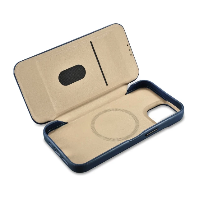 Чохол iCarer CE Oil Wax Premium Leather Folio Case для iPhone 14 Plus Blue with MagSafe (AKI14220707-BU)