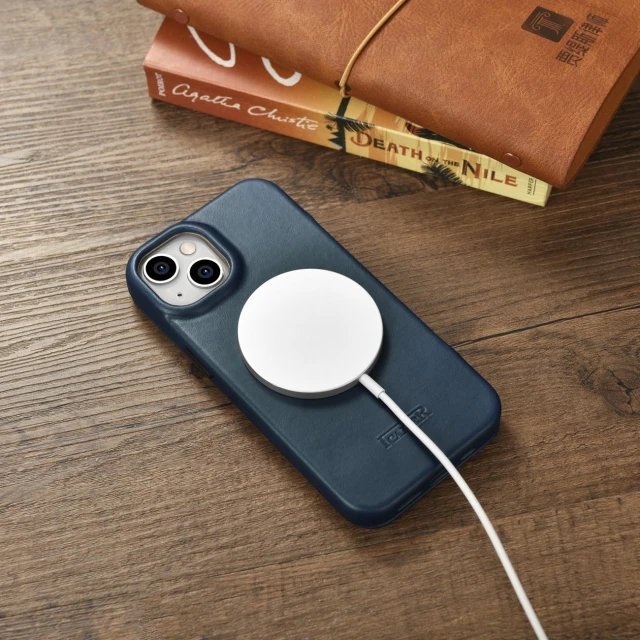 Чохол iCarer CE Oil Wax Premium Leather Folio Case для iPhone 14 Plus Blue with MagSafe (AKI14220707-BU)