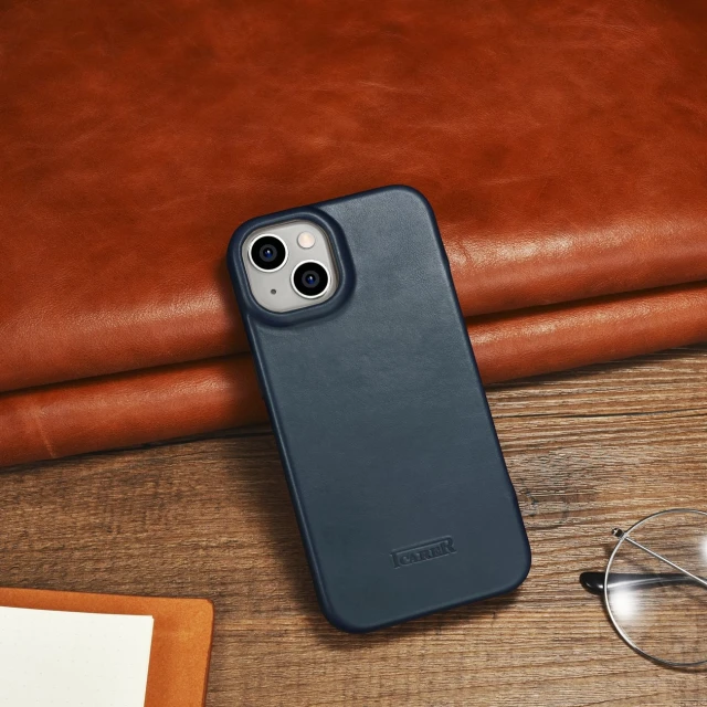 Чохол iCarer CE Oil Wax Premium Leather Folio Case для iPhone 14 Plus Blue with MagSafe (AKI14220707-BU)