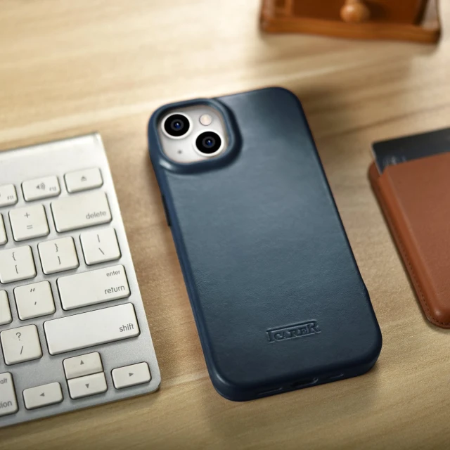 Чохол iCarer CE Oil Wax Premium Leather Folio Case для iPhone 14 Plus Blue with MagSafe (AKI14220707-BU)