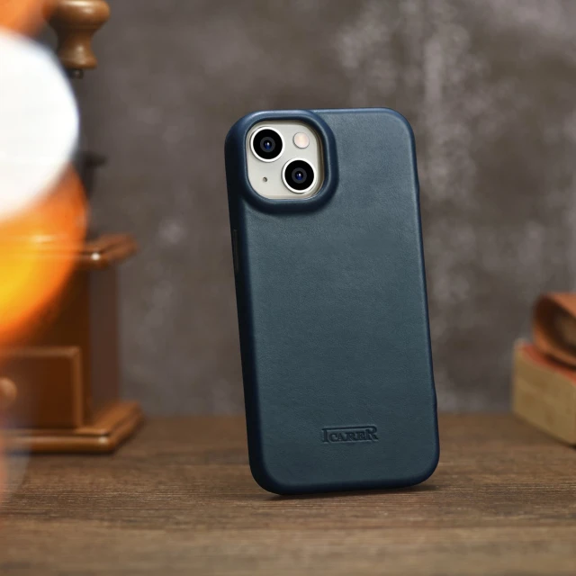 Чохол iCarer CE Oil Wax Premium Leather Folio Case для iPhone 14 Plus Blue with MagSafe (AKI14220707-BU)