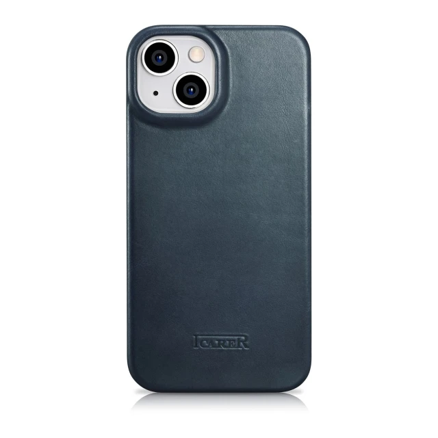Чохол iCarer CE Oil Wax Premium Leather Folio Case для iPhone 14 Plus Blue with MagSafe (AKI14220707-BU)