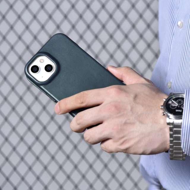 Чохол iCarer CE Oil Wax Premium Leather Folio Case для iPhone 14 Plus Blue with MagSafe (AKI14220707-BU)