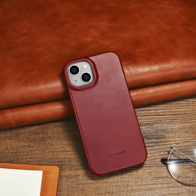 Чохол iCarer CE Oil Wax Premium Leather Folio Case для iPhone 14 Plus Red with MagSafe (AKI14220707-RD)