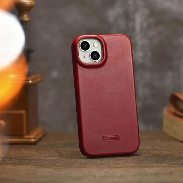 Чохол iCarer CE Oil Wax Premium Leather Folio Case для iPhone 14 Plus Red with MagSafe (AKI14220707-RD)