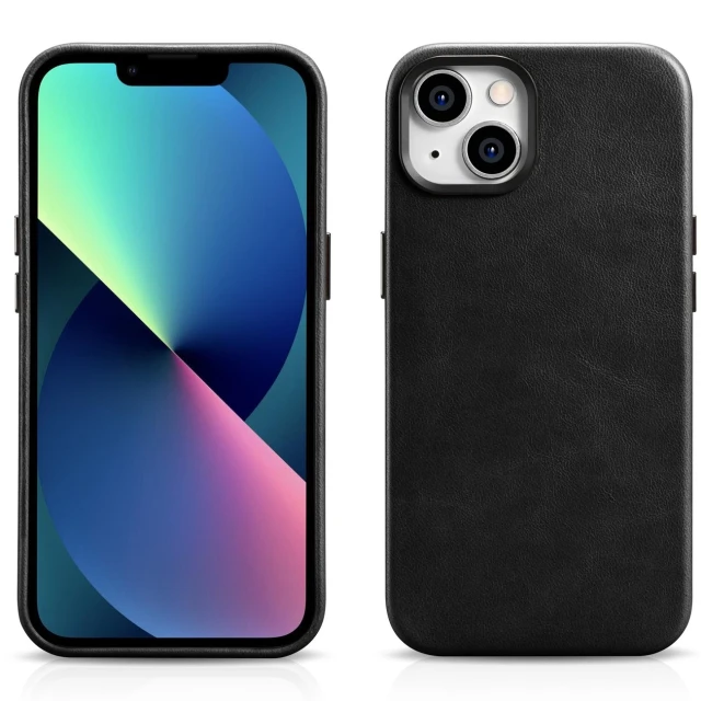 Чохол iCarer Oil Wax Premium Leather Case для iPhone 14 Plus Black with MagSafe (WMI14220703-BK)
