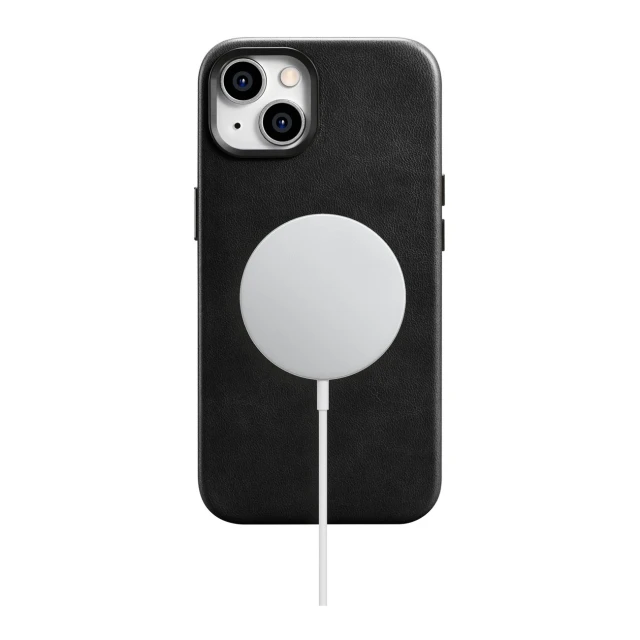 Чохол iCarer Oil Wax Premium Leather Case для iPhone 14 Plus Black with MagSafe (WMI14220703-BK)