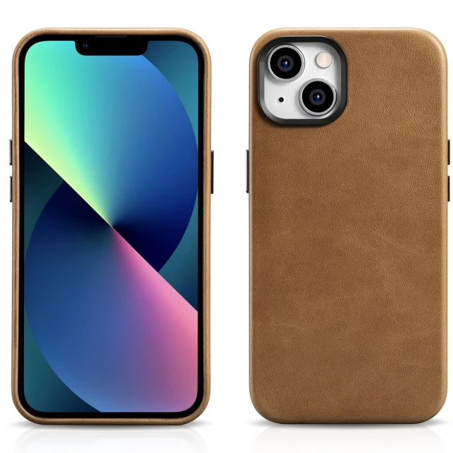 Чохол iCarer Oil Wax Premium Leather Case для iPhone 14 Plus Brown with MagSafe (WMI14220703-TN)