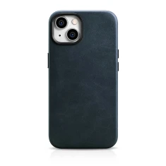Чохол iCarer Oil Wax Premium Leather Case для iPhone 14 Plus Dark Blue with MagSafe (WMI14220703-BU)