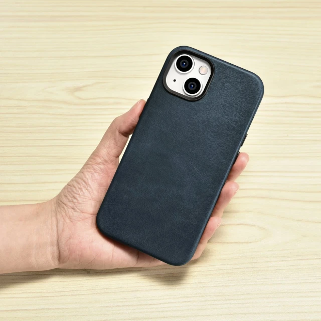Чохол iCarer Oil Wax Premium Leather Case для iPhone 14 Plus Dark Blue with MagSafe (WMI14220703-BU)