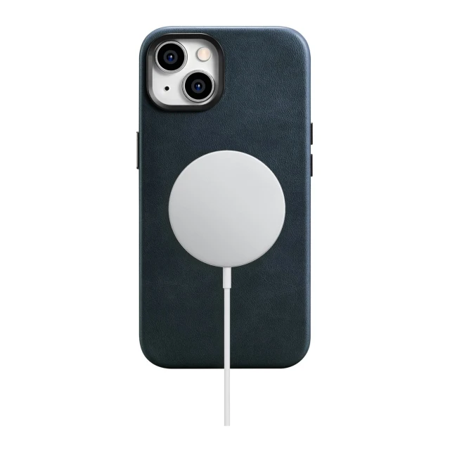 Чохол iCarer Oil Wax Premium Leather Case для iPhone 14 Plus Dark Blue with MagSafe (WMI14220703-BU)