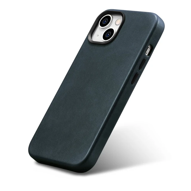 Чохол iCarer Oil Wax Premium Leather Case для iPhone 14 Plus Dark Blue with MagSafe (WMI14220703-BU)