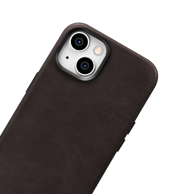 Чохол iCarer Oil Wax Premium Leather Case для iPhone 14 Plus Brown with MagSafe (WMI14220703-BN)